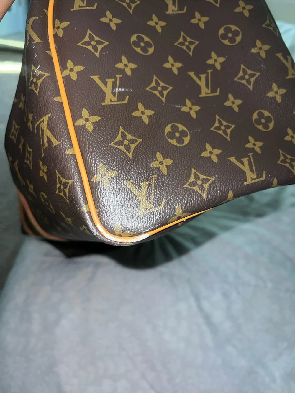 Louis Vuitton Brown Monogram Duffel with Tan Leather Trim